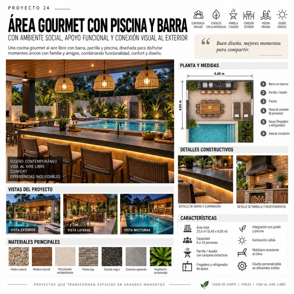 Proyecto 24: Área Gourmet con Piscina y Barra (5/10)