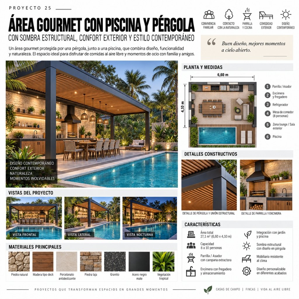 Proyecto 25: Área Gourmet con Piscina y Pérgola (9/10)