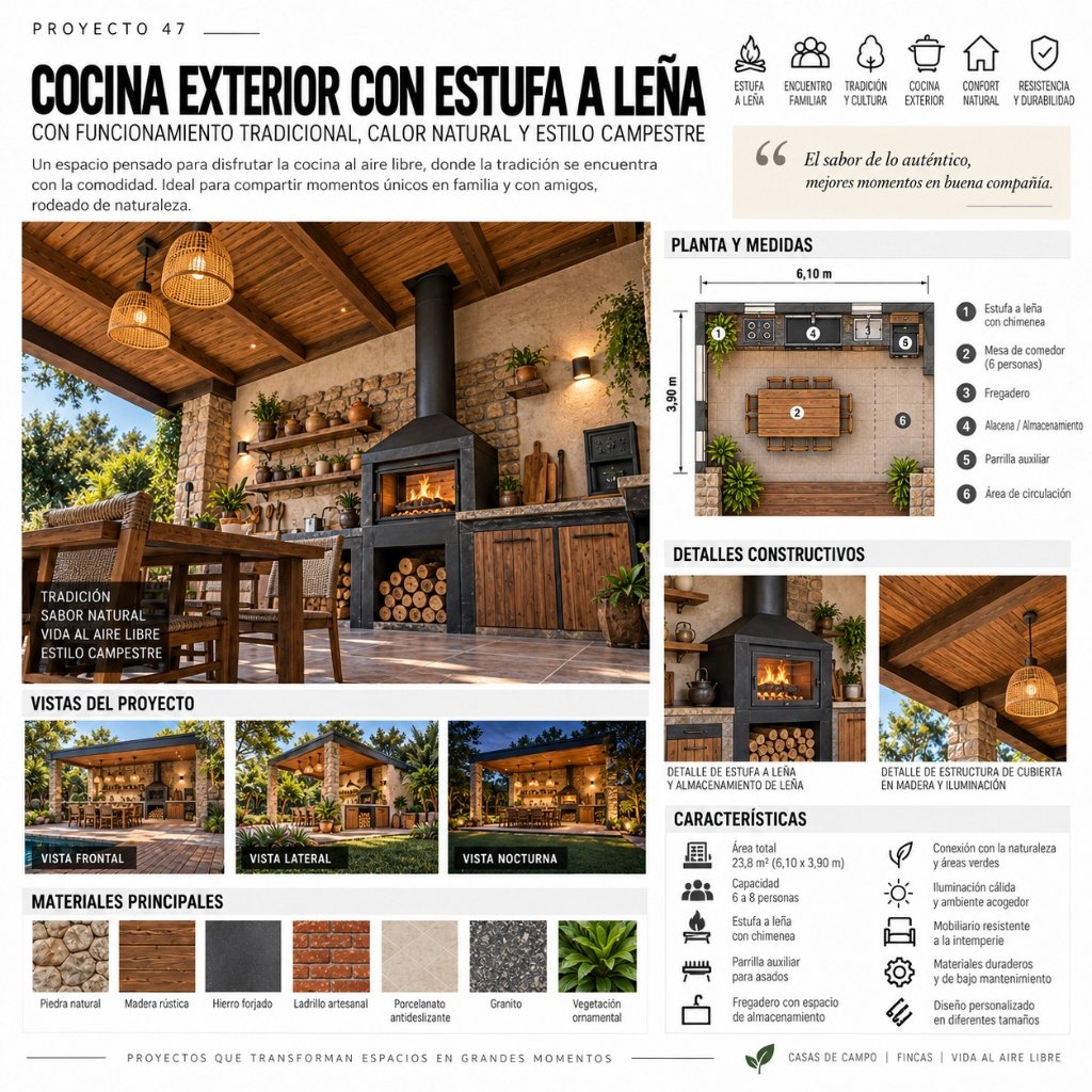 Proyecto 47: Cocina Exterior con Estufa a Leña (4/10)