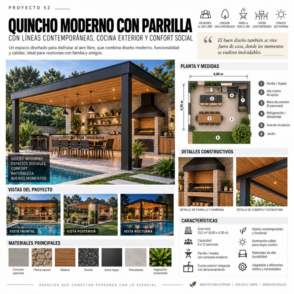 Proyecto 52: Quincho Moderno con Parrilla (4/10)