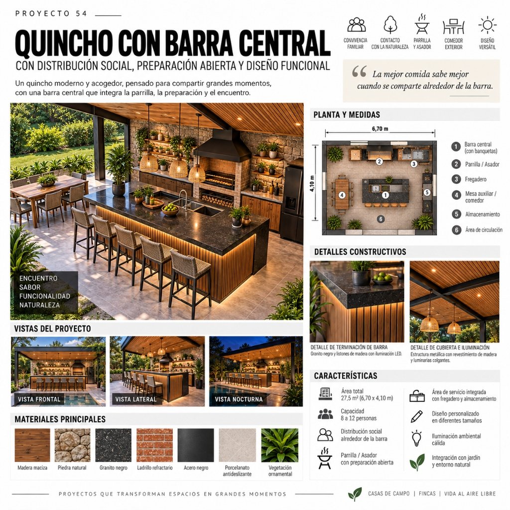 Proyecto 54: Quincho con Barra Central (8/10)
